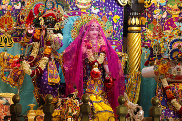 Sticker - Radha and Krishna on the altar in a Hindu temple in India.