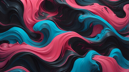 Wall Mural - Abstract swirl of pink, blue, and black paint