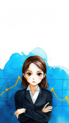 Wall Mural - A woman in a business suit is standing in front of a graph
