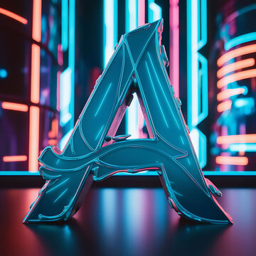 3d view of the alphabet letter A, 3d render,