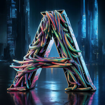 3d view of the alphabet letter A, 3d render,