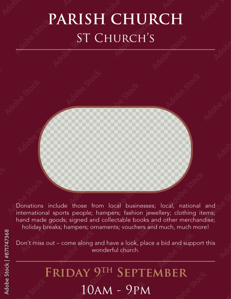 Church Raffle Graphics CHURCH POSTER, FUNDRAISER FLYER DESIGN Stock Vector | Adobe Stock