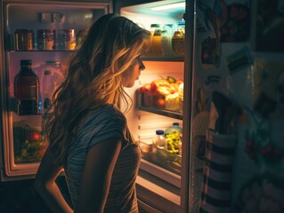 Sticker - Woman in front of open refrigerator