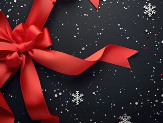 Canvas Print - Red ribbon with snowflakes