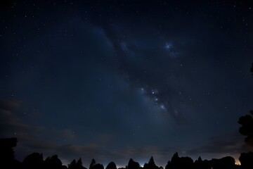 Wall Mural - Picture shot towards the sky in the middle of the night, beautiful view with lots of starts