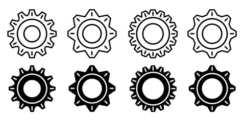 Poster - Gears. Vector collection of gears icon illustrations. Black icon design.