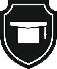 Poster - black and white icon of a graduation cap placed inside a shield, representing the importance of educ