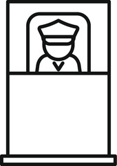Poster - Police officer working inside a checkpoint booth, ensuring public safety and maintaining order