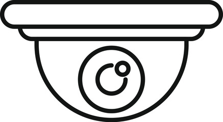 Poster - Minimal line art illustration of a cctv dome security camera observing the surrounding area