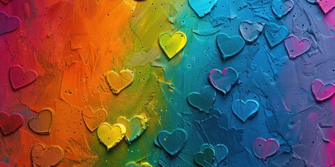 Canvas Print - Painting with Many Hearts,