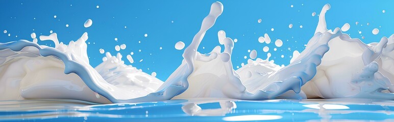 milk splash isolated on blue background