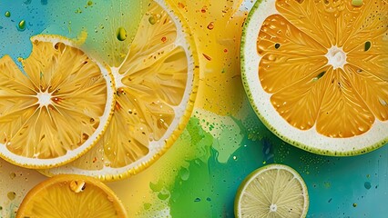 Canvas Print - slices of lemon and orange