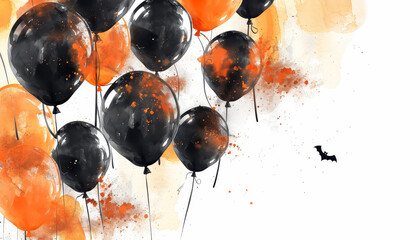 Wall Mural - A bunch of balloons with black and orange colors