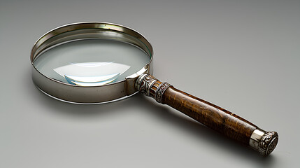 Magnifying glass with a 70mm diameter attached to a silver handle