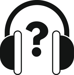 Poster - Black silhouette of headphones with question mark, representing online support and frequently asked questions