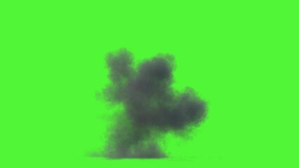 explosion of bomb or meteorite on a chromakey green background. attached are footages on a black bac