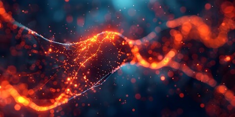 Aufkleber - Sci-Fi Illustration Glitch in Metabolic Pathways of Diabetes with Glowing Lines. Concept Sci-Fi Illustration, Glitch Effect, Metabolic Pathways, Diabetes, Glowing Lines