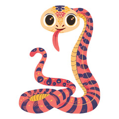 Wall Mural - cute Cartoon snake posing and sticking out tongue vector