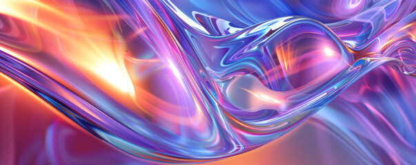 Canvas Print - Abstract iridescent background design, 3d render, with a dynamic, swirling pattern. The iridescent finish adds depth and movement, with colors that shift and change with the light.