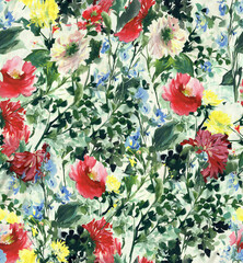 Poster - Seamless floral design. Backdrop flowers pattern.