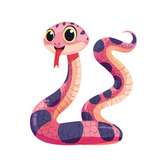 Wall Mural - cute Cartoon snake posing and sticking out tongue vector