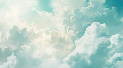 Poster - clouds and sky in soft white and blue shades