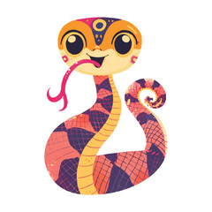 Wall Mural - cute Cartoon snake posing and sticking out tongue vector