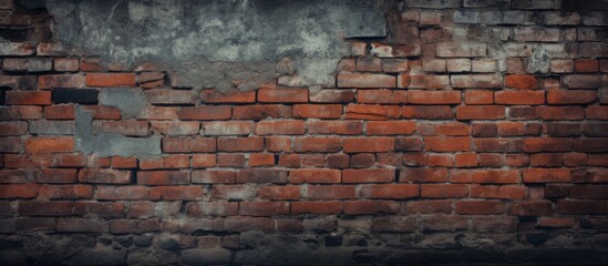 Poster - Grunge background with dark brick wall texture and copy space image.