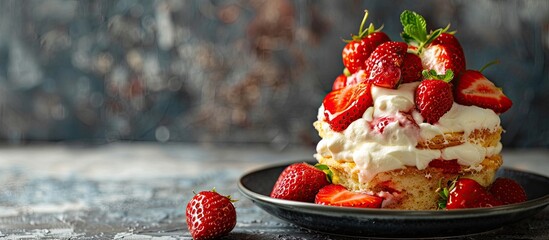Poster - Valentine's Day offering of fresh strawberry shortcake with a copy space image.