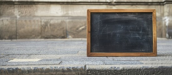 Poster - A blank chalkboard on the sidewalk, ready for your own text with copy space image available.