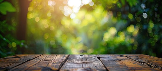 Poster - Blurry nature background with clear table top, ideal for copy space image.