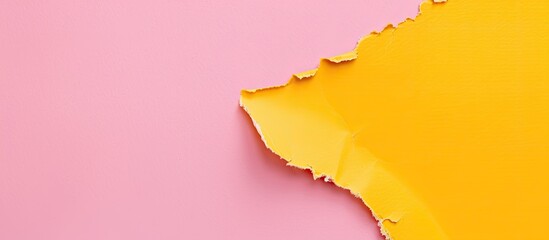 Poster - Yellow torned paper over pink background, with copy space image.