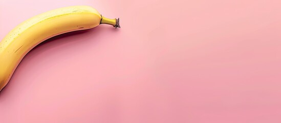 Poster - vintage-toned fashionable banana displayed on a pink background with ample copy space image.