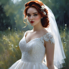 Wall Mural - bride in wedding dress