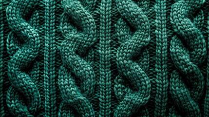 Sticker - Close up top view of green knitted sweater texture background with copy space