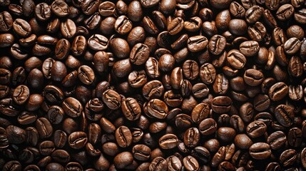 Sticker - Dark roasted coffee beans close up for ads background or graphic use