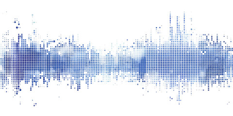 Poster - blue square pixel art, equalizer wave isolated on white or transparent png
