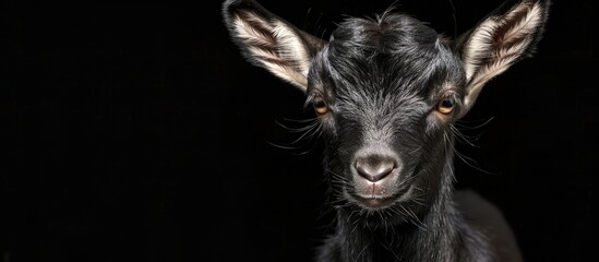 Canvas Print - An adorable African pygmy goat with copy space image for design projects.