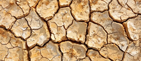 Poster - Cracked dry soil in the arid season, eagerly anticipating rainfall, with a copy space image.