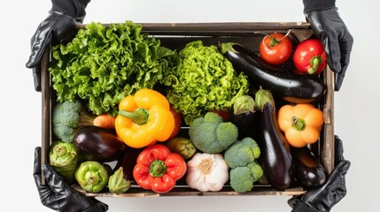 Wall Mural - The crate of fresh vegetables