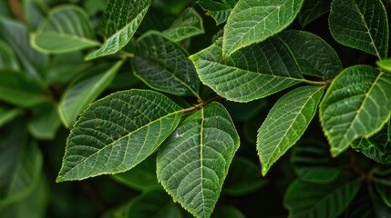 Poster - Lush green leaves with textured details and prominent veins