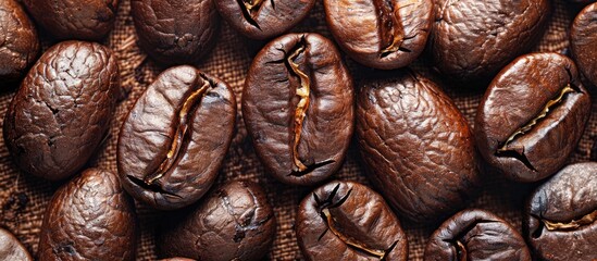 Aufkleber - Coffee beans, roasted, ideal for copy space image.