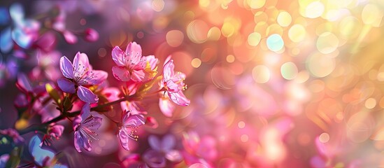 Aufkleber - Colorful background with stunning blooming branches making a captivating copy space image.