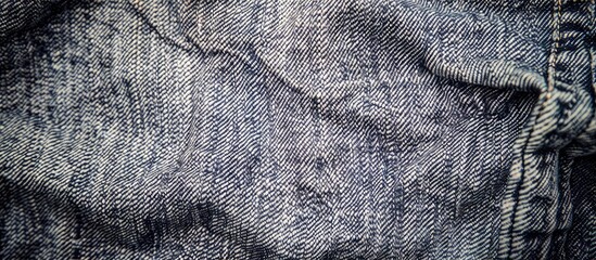 Poster - Close-up top view of a textured stylish grey denim pattern on an empty background, ideal as a trendy frame or backdrop with copy space image.