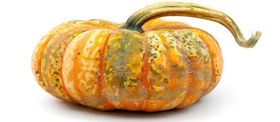 Poster - Close-up image of a ripe decorative pumpkin isolated on a white background, providing ample copy space in the frame.