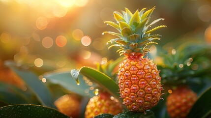 Canvas Print - Pineapple Fruit in a Tropical Garden