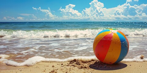 Poster - Beach Ball on Sandy Shore