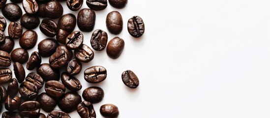Aufkleber - Coffee beans displayed with copy space image against a white background.