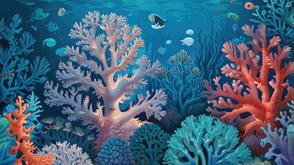 Wall Mural - coral reef with fish