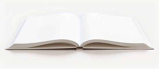 Poster - Close-up view showing a blank white book on a white background with a clipping path for easy editing and a copy space image included.